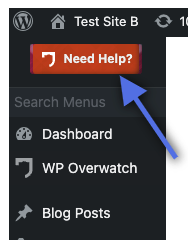 A 'need help' button that goes to the ticket form will be added to the top of the WordPress admin area's sidebar navigation